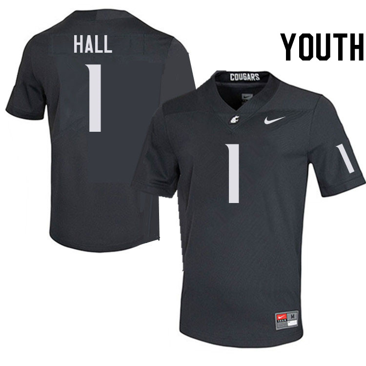 Youth #1 Stephen Hall Washington State Cougars College Football Jerseys Stitched-Charcoal